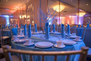 blue decorations at Lido banquet hall in chicago